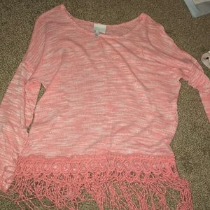 long sleeve top with fringe
